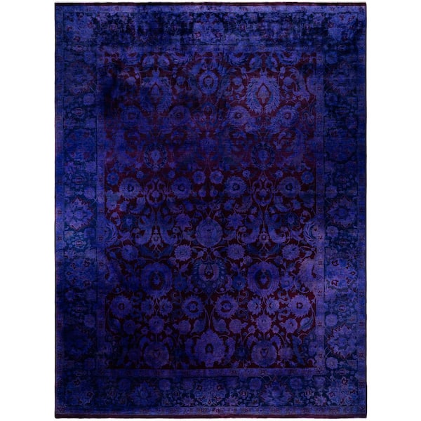 Overdyed Purple 9 ft. x 12 ft. Solid Wool Indoor Area Rug