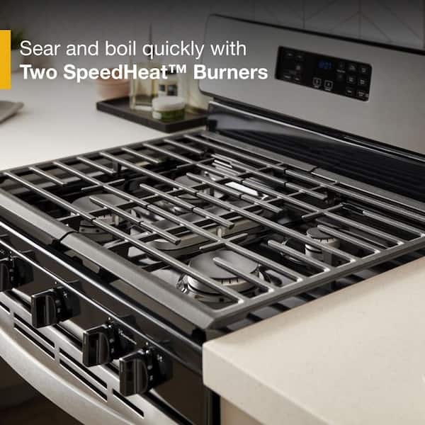 Whirlpool 30 in. 5-Burner Freestanding Gas Range in Stainless 