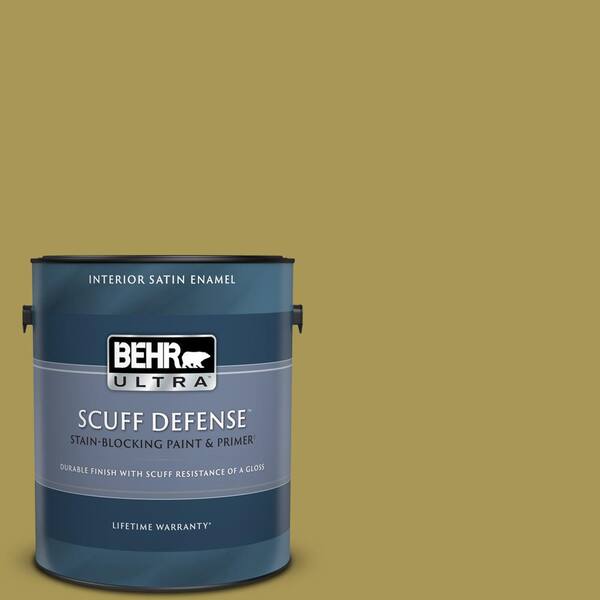 BEHR ULTRA 1 gal. #390D-6 Spring Moss Extra Durable Satin Enamel Interior Paint & Primer