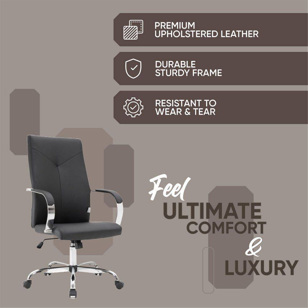 Black High-Back Leather Executive Swivel Office Chair