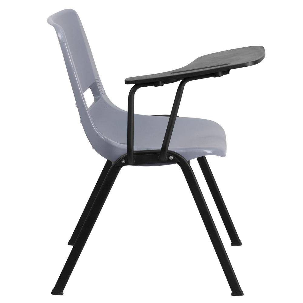 ErgoFlex Gray Adjustable Arm Chair with Flip-Up Tablet Desk