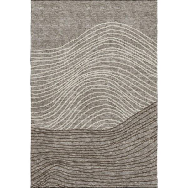 Mayfield Premium Machine Washable Abstract AMF2350 Taupe 10 ft. x 14 ft. Area Rug