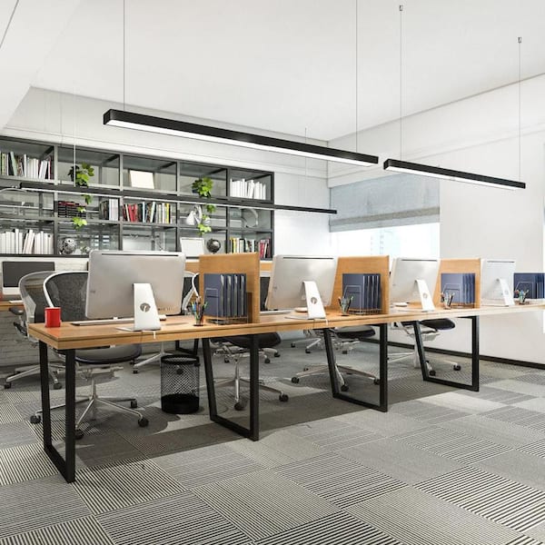 8 ft. 100-Watt 11500lm Integrated LED Black Linear Light 3000K-6500K Hanging Office Shop Light