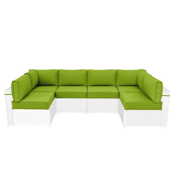 WNP 26 in. x 26 in. x 5 in. (14-Piece) Deep Seating Outdoor Lounge Chair Sectional Cushion Grass Green
