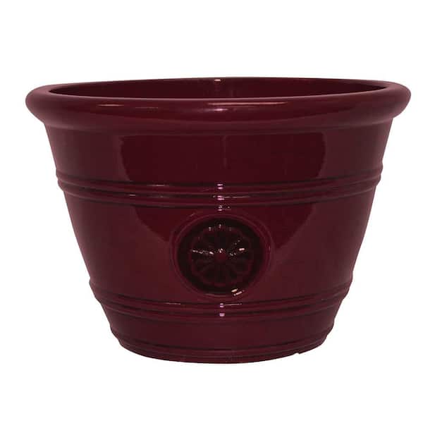 Southern Patio Modesto Large 15.25 in. x 10.5 in. 17 Qt. Oxblood Resin Composite Planter