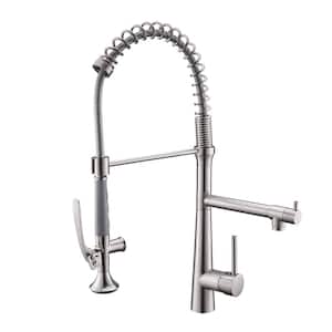 Single-Handle Pull-Down Sprayer Kitchen Faucet with Power Clean in Spot Resist in Brushed Nickel