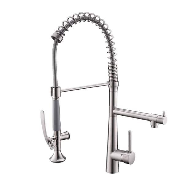 Fapully Single-Handle Pull-Down Sprayer Kitchen Faucet with Power Clean in Spot Resist in Brushed Nickel