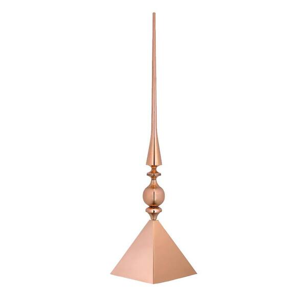 Good Directions 40 in. Aragon Finial with Square Finial Cap in Polished Copper