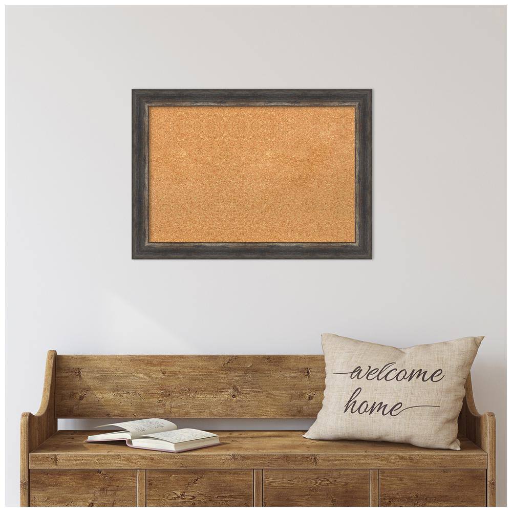 Natural Cork Board with Rustic Charred Wood Frame