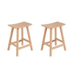 Franklin Teak 24 in. Poly HDPE Fade Resistant Outdoor Patio Saddle Seat Counter Height Bar Stool