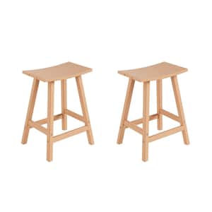 Franklin Contempo 24 in. Backless Plastic Saddle Seat Counter Stool in Teak (Set of 2)