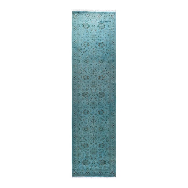 Solo Rugs Blue 2 ft. 8 in. x 10 ft. 3 in. Fine Vibrance One-of-a-Kind Hand-Knotted Area Rug