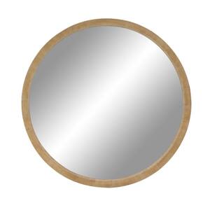 40 in. x 40 in. Brown Wood Contemporary Round Wall Mirror