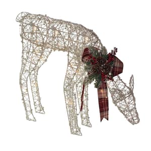 19 in. H x 26 in. D Gold Wire Grazing Doe Decor with 35 Medium Warm White LED Lights