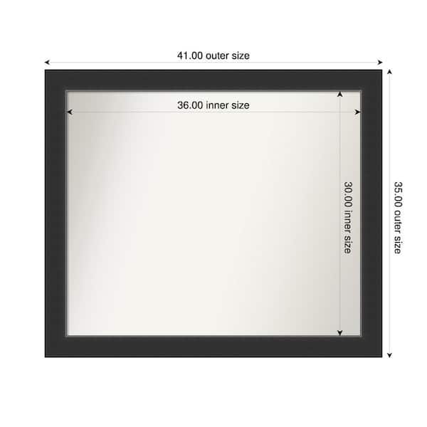Amanti Art Corvino Black 41 in. x 35 in. Custom Non-Beveled Wood Framed Bathroom Vanity Wall Mirror