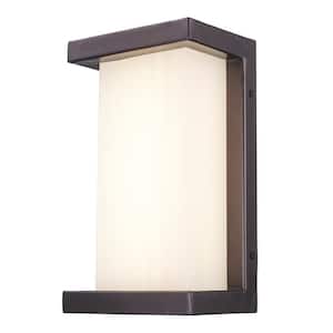 Fairbank 10 in. Bronze Integrated LED Outdoor Wall Light Fixture with Acrylic Shade
