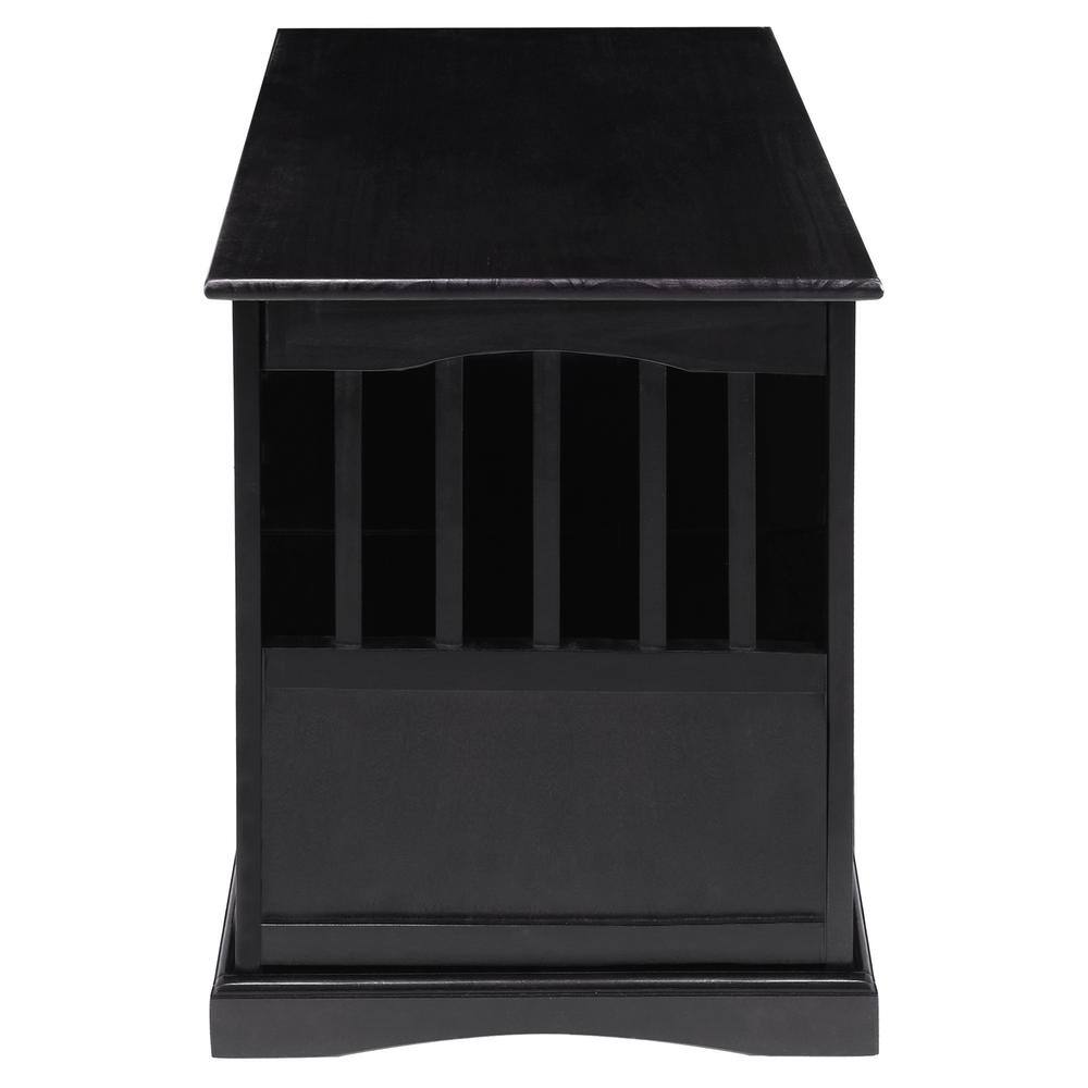 Black Solid Wood Pet Crate End Table with Lockable Gate
