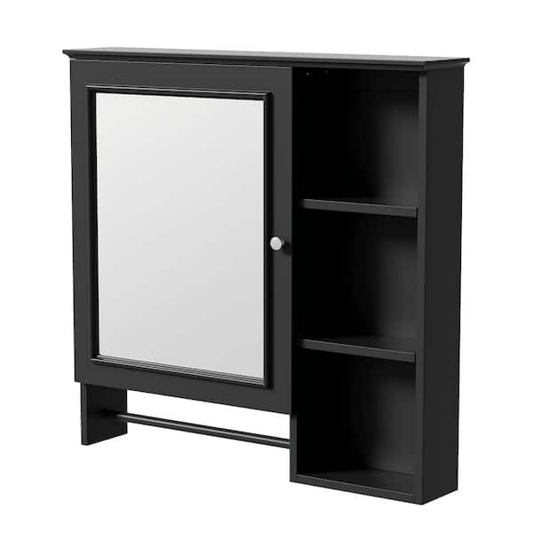 tunuo 29 in. W x 28 in. H Rectangular Wall Mounted Medicine Cabinet with Mirror, Adjustable Shelves and Open Storage Levels