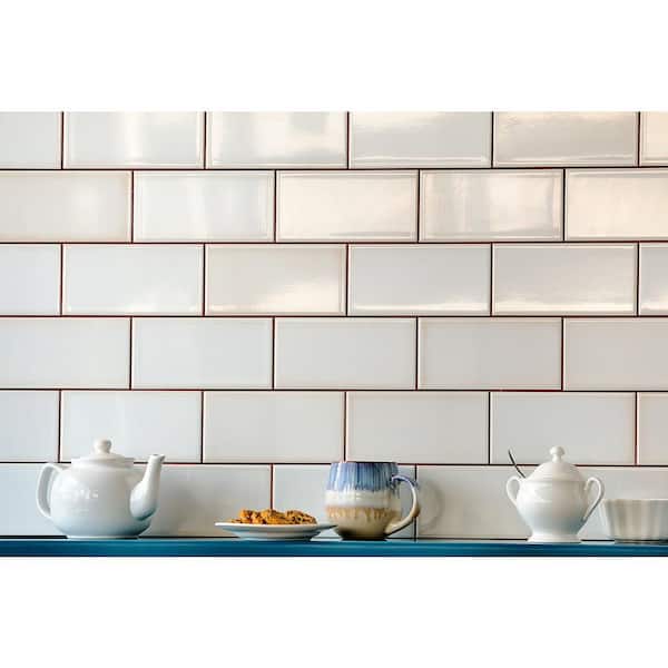 Magnitude White 4 in. x 8 in. x 7.5mm Polished Ceramic Subway Wall Tile (68 pieces / 14.63 sq. ft. / box)
