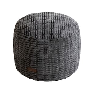 20 x 20 x 15 in. Dark Grey Round Modern Foam Filled Foot Rest Outdoor Pouf Relax Stool for Wedding Christmas Party