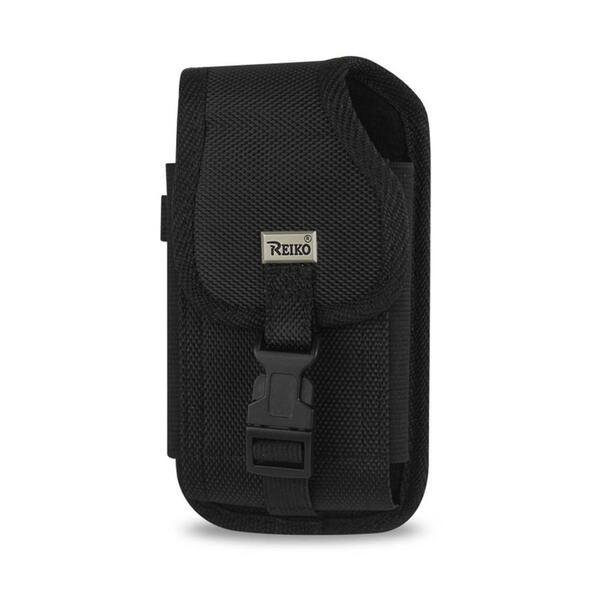 REIKO Vertical Rugged Holster Pouch With Buckle Clip In Black (6.6 in. x 3.5 in. x 0.7 in.)