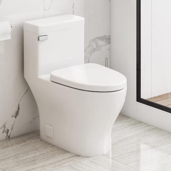 Cadence 1-piece 1.28GPF Single Flush Compact-Elongated Toilet in White, Seat Included