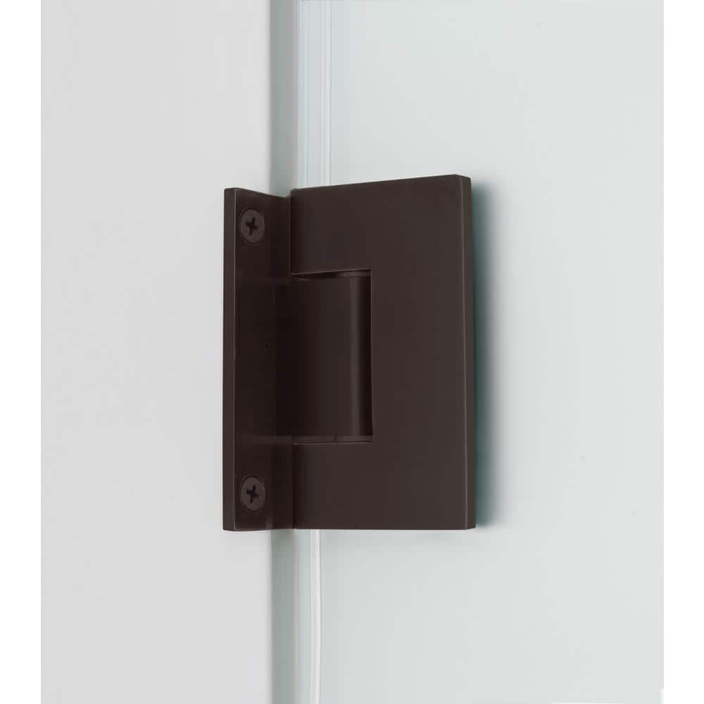 Bronze Frameless Hinged Shower Door with Frosted Tempered Glass