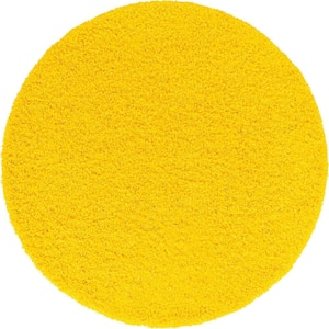 Solid Shag Tuscan Sun Yellow 6 ft. Round Area Rug