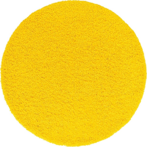 Unique Loom Solid Shag Tuscan Sun Yellow 6 ft. Round Area Rug