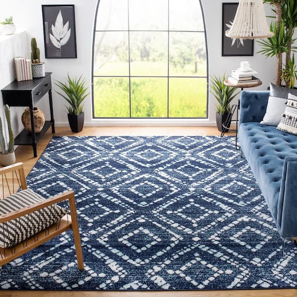 Adirondack Navy/Ivory 11 ft. x 15 ft. Multi-Diamonds Area Rug