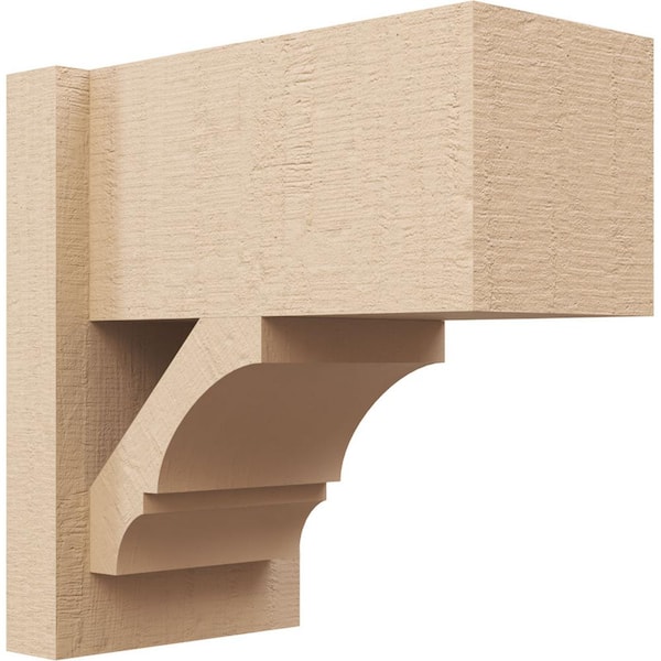 Ekena Millwork 8 in. x 14 in. x 14 in. Balboa Block Rough Cedar Woodgrain Timberthane Polyurethane Outlooker, Primed Tan