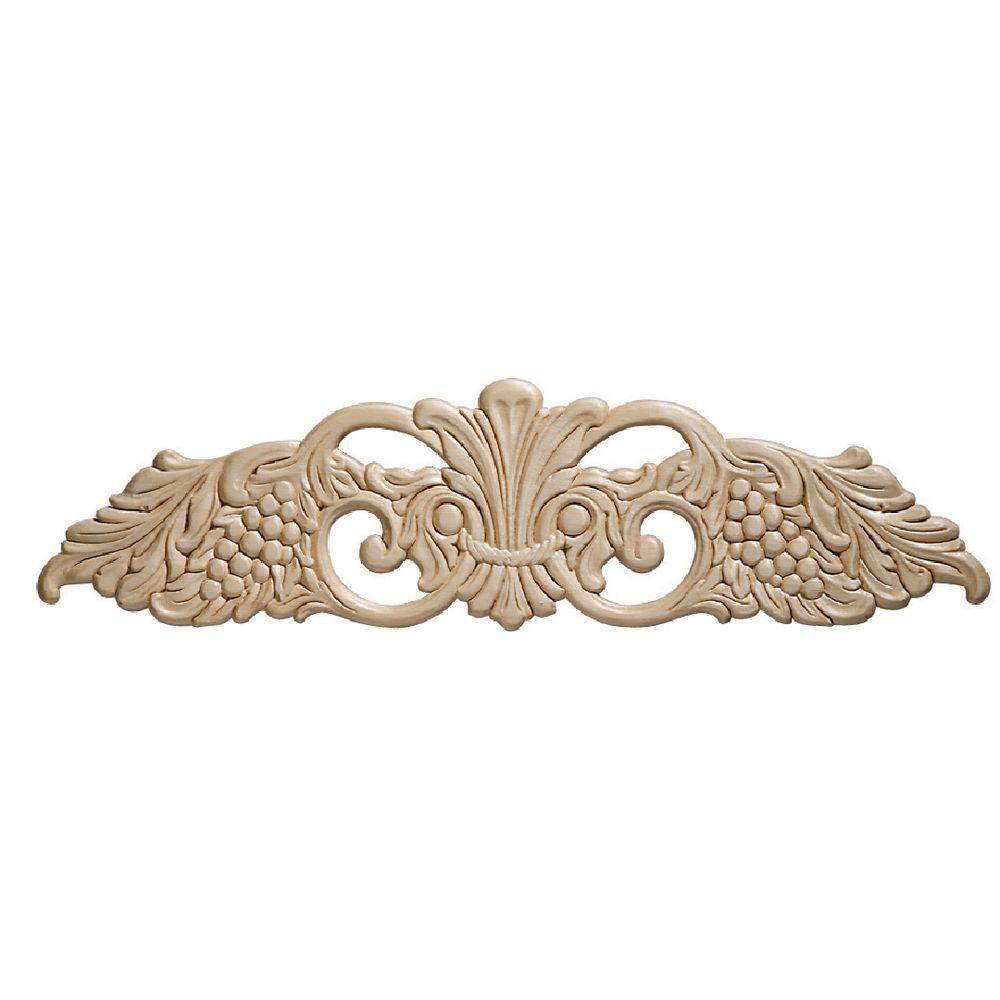 Unfinished Natural Birch Ornamental Grape Scroll Onlay