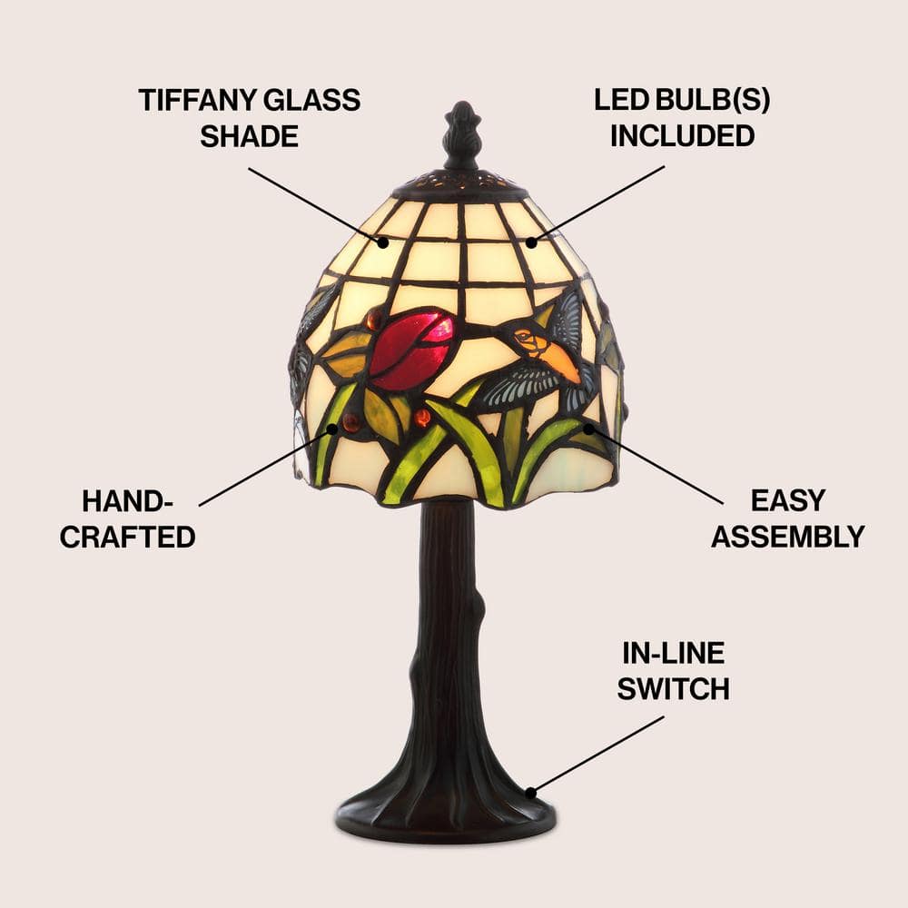Hummingbird Tiffany-Style 12" Stained Glass LED Table Lamp