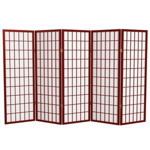 4 ft. Short Window Pane Shoji Screen - Rosewood - 5 Panels