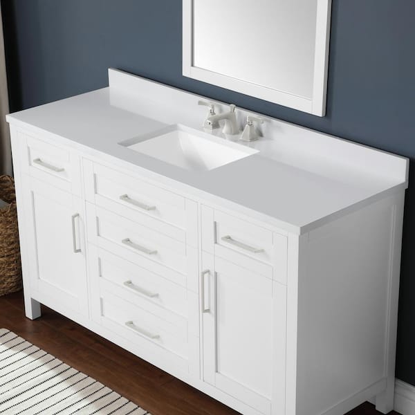 Ove Decors Tahoe Ii 60 In W Bath Vanity White With Cultured Marble Top Basin And Power Bar 15vva Tah260 00 - 60 Bathroom Vanity Top With Single Sink