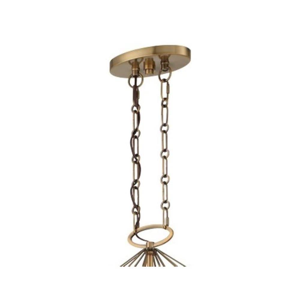 Grandeur Aged Antique Brass 8-Light Drum Chandelier with Black Velvet Shade