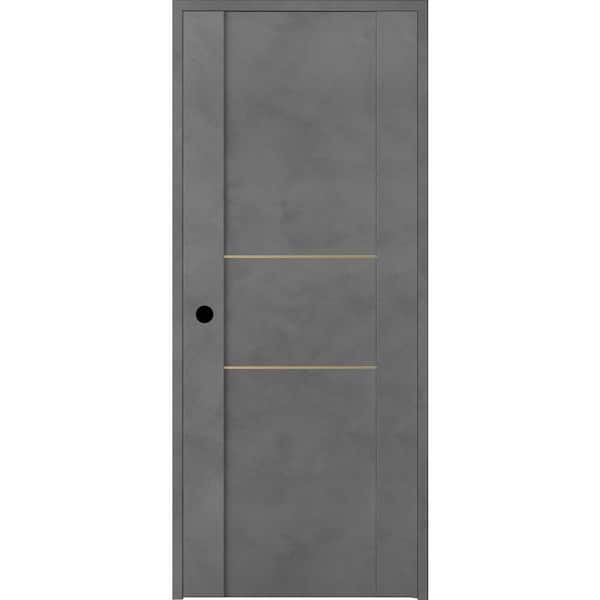 Belldinni Vona 01 2H Gold 32 in. x 80 in. Right-Handed Solid Core Dark Urban Textured Wood Single Prehung Interior Door