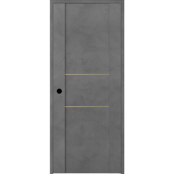 Belldinni Vona 01 2H Gold 36 in. x 80 in. Right-Handed Solid Core Dark Urban Textured Wood Single Prehung Interior Door