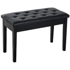 Black Faux Leather 2-Person Piano Bench