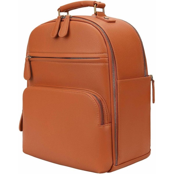 Camera Backpack PU Leather DSLR Professional Bag for Photographers with 11 in. Pad Compartment Brown 10L