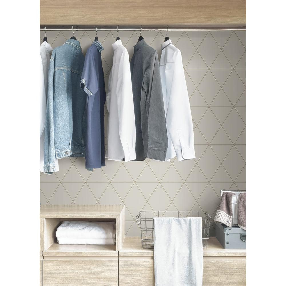 Grey and Gold Geometric Self-Adhesive Vinyl Wallpaper Roll