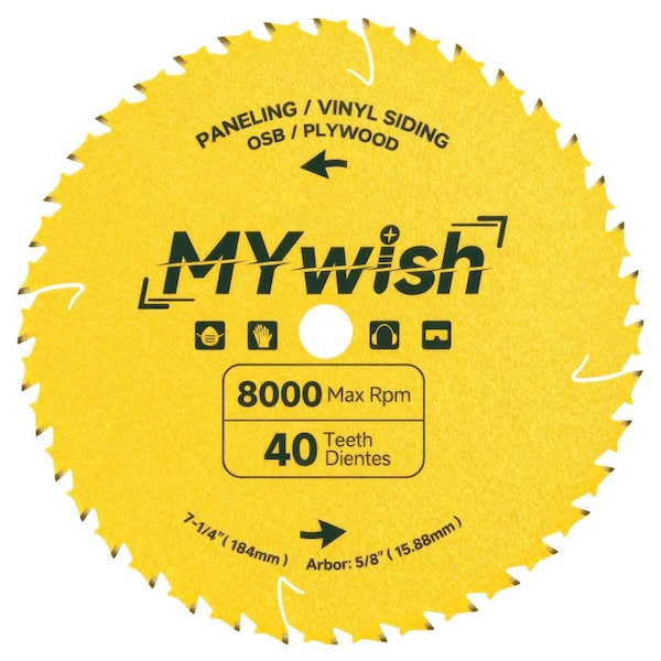 7-1/4 in. 40-Tooth General Purpose/Finish Circular Saw Blade for Wood, Trim, and Plywood (1-Pack)