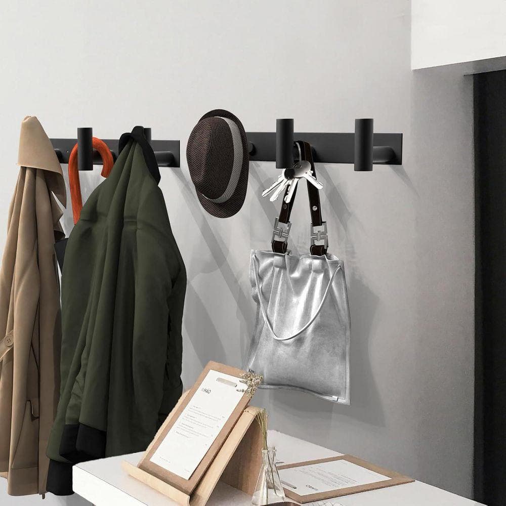 Angel Sar Black 3-Hook Wall Mount Hat and Coat Rack for Robes Bags Keys ...