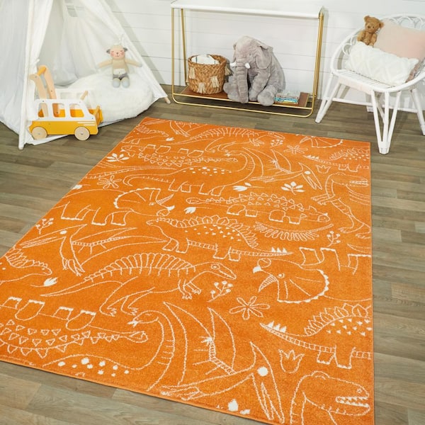 Parker Dinosaur Orange 4 ft. x 6 ft. Area Rug