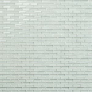 Contempo Seafoam Brick 12 in. x 12 in. Glass Floor and Wall Tile