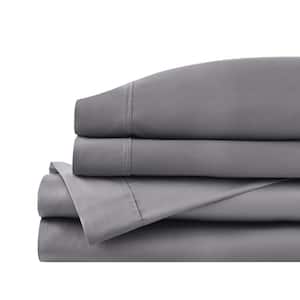 400 Thread Count Performance Cotton Sateen Charcoal Gray 4-Piece King Sheet Set