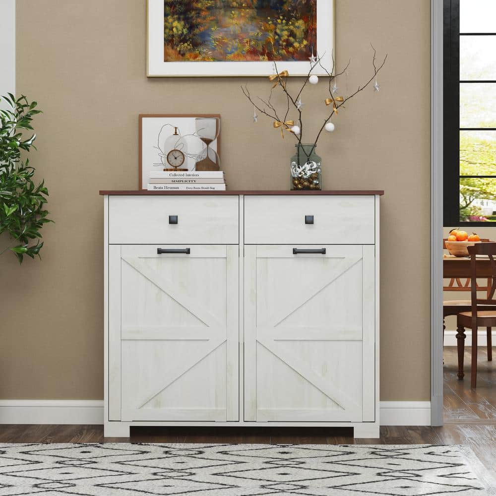 Lycvki 39.3 in. Wood Pantry Organizer with Hideaway Drawer for 20