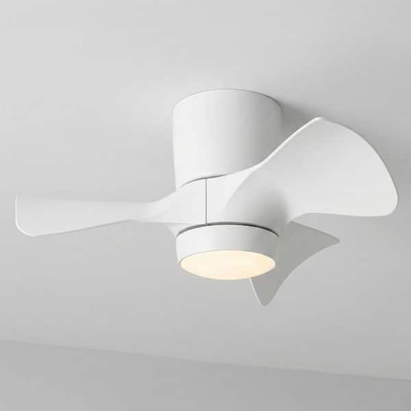 Tilton 22 in. Matte White Flush Mount Standard Ceiling Fan with White Adjustable LED light, DC Motor, and Remote Control