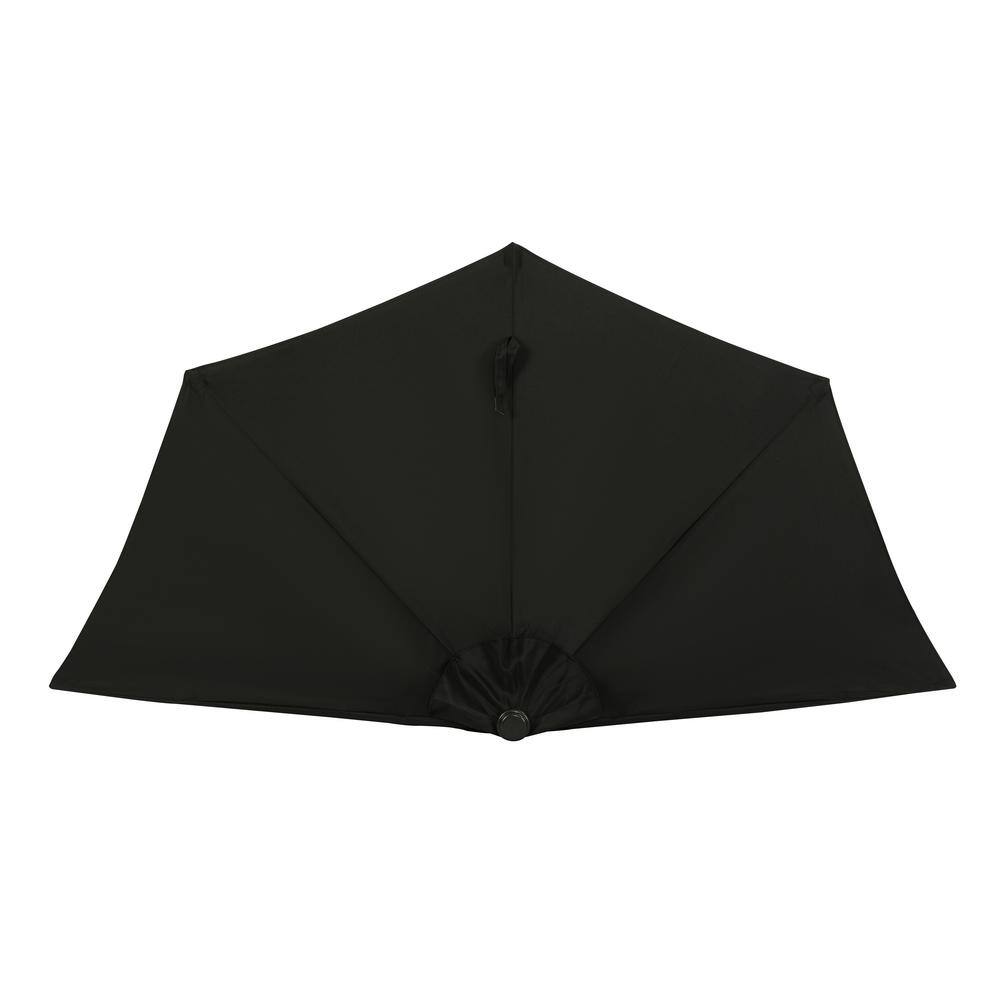 Lanai 9-ft Black Polyester Half Patio Umbrella with Steel Frame