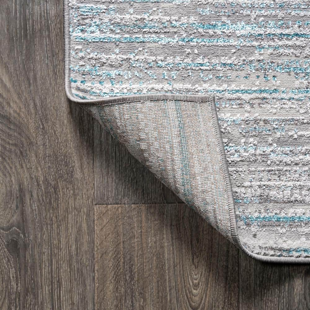 Reversible Gray Stripe Synthetic 8' x 10' Easy-Care Area Rug